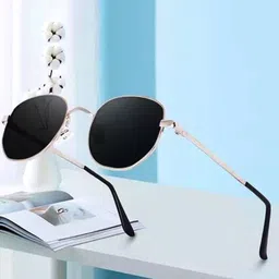 Jiebo Men Black Lens & Silver-Toned Round Sunglasses with-picture-14