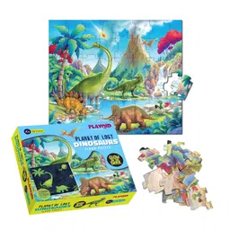 playqid Palyqid Planet of Lost Dinosaurs Glow in the Dark Puzzle Multicolor - 48 Pieces image 1