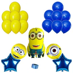 Shopperskart Cartoon Theme Party Decoration Kit Yellow Blue - Pack of 36-picture-28