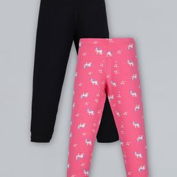 Plum Tree Pack Of 2 Full Length Unicorn Print Leggings - Pink & Black-picture-19