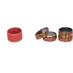 SOMIL Set Of 8 Artificial Stone Glass Bangles-picture-39