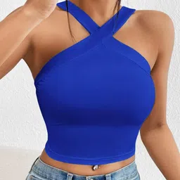 Stylecast X Slyck Halter Neck Fitted Crop Top-image-68
