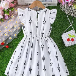 INCLUD Girl Print V-Neck Flutter Sleeve Fit & Flare Dress image 5