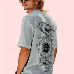 AUSK Graphic Printed Round Neck Drop-Shoulder Sleeves Pure Cotton Oversized T-shirt-picture-37