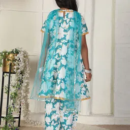 Cutiekins Girls Floral Printed A-Line Kurta with Trouser image 3