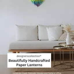 Designers Collection Blue & Red Colourblocked Traditional Ceiling Lamp image 5