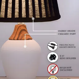 Homesake Black Textured Ceramic Industrial Frusturical Shaped Table Lamp image 5