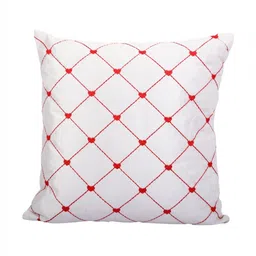 Myntra Elegant Homes White & Red 2 Pieces Embroidered Square Cushion Covers image 4