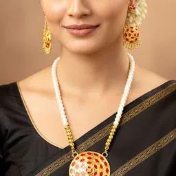 Balaji Gold Gold-Plated Artificial Beaded Necklace And Earrings-image-20