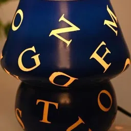 SOMIL Blue Printed Glass Cylindrical Shaped Table Lamp image 3