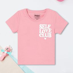 max Girls Printed V-Neck Applique T-shirt-image-81