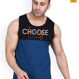 SLOWLORIS Pack Of 2 Typography Printed Combed Cotton Gym Vests-picture-29