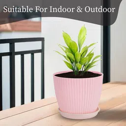 Kuber Industries 2Pc Peach Colored & Pink Durable Plastic Planters image 3