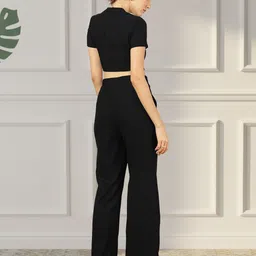Selvia Short Sleeves Crop Top With Trousers Co-Ords image 3
