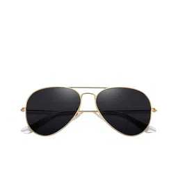 IFLASH Unisex Black Aviator Sunglasses with UV Protected Lens AVT GLAS GOLD BLACK NEW image 2