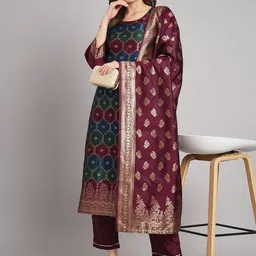 VredeVogel Women Ethnic Motifs Regular Kurta with Trousers & With Dupatta image 1