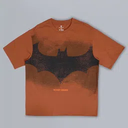 Free Authority Men Batman Graphic Printed Round Neck Cotton Oversized T-shirt image 3