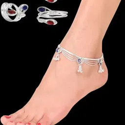 AamNa Enterprises Silver-Plated Stone-Studded & Beaded Jewellery Set-picture-28