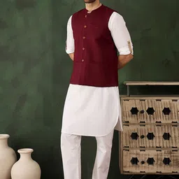 Sangria Men Woven Design Nehru Jackets image 4