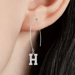 Sangria 925 Sterling Silver H Alphabet Drop Earrings image 1