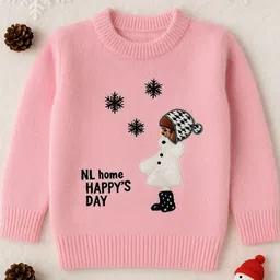 GTWO Kids-Unisex Pink Wool Embroidered Sweater Vest Sweaters-picture-16