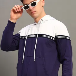 THE CASUALS Men Colourblocked Hooded Pullover Sweatshirt-picture-12