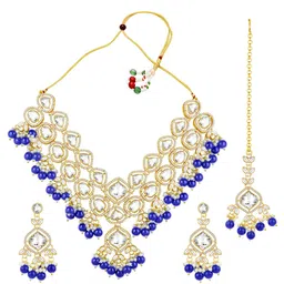 Peora Gold Plated CZ Crystal Stone Studded & Beaded Jewellery Set image 3