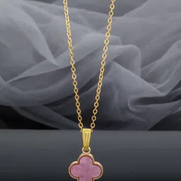 Birado Jewellery Set Of 2 Stainless Steel Gold-Plated Stones Studded Pendants With Chains image 3