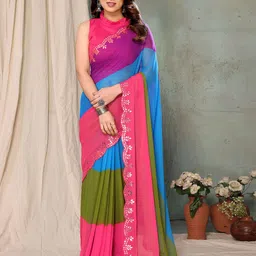 Mitera Ethnic Motifs Poly Georgette Saree image 5