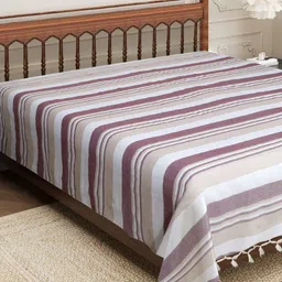 Aura Pink & White Striped 210 TC Cotton King Bedsheet 2.29 m x 2.54 m-picture-29