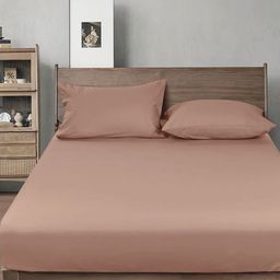THE little BIG STORE Camel Brown Microfibre 300TC King Bedsheet Sets 1.82m x 1.98m x 0.20m-picture-41