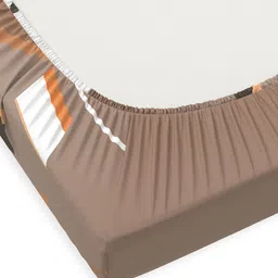 DDecor Omega Brown Geometric Cotton 144 TC Fitted Double King Bedsheet Set-1.82 m X 1.98 m image 3