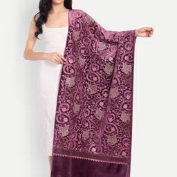 Knitkala Women Floral Embroidered Velvet Shawl-picture-37