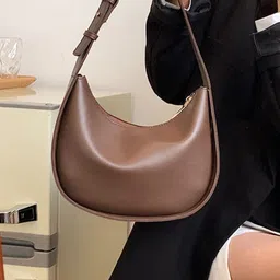 KPOP Women Solid Half Moon Shoulder Bag-picture-29