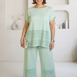 DressBerry Curve Embroidered Boat Neck Tunic With Trousers-image-71