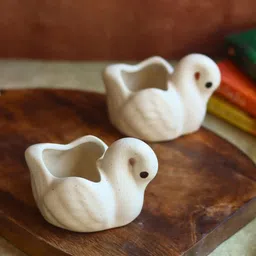 WEAVING HOMES White Ceramic Swan Planter image 3