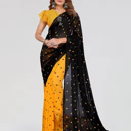 Moda Rapido Polka Dot Printed Saree With Unstiched Blouse Piece-image-74