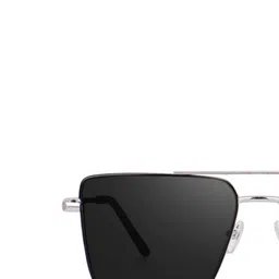 SPADEACES Unisex Black Lens & Silver-Toned Aviator Sunglasses with image 2