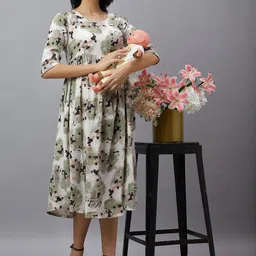 Mammas Maternity Printed Maternity A-Line Midi Dress image 5