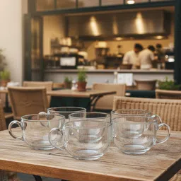 sdenterprise Pack of 6 Glass 140 ML ROUND TEA CUPAX image 1