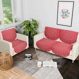 Aura Maroon Cotton Sofa Cover-image-29