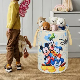 Kuber Industries Cream & Blue 2 Pieces Printed Foldable Laundry Bags 45 L Each image 4