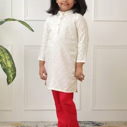PRACHALAN Girls Ethnic Motifs Printed Regular Kurta with Trousers image 2