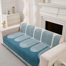 HOMETHREADS Multicoloured & Blue Printed 1 Piece Sofa Cover image 4