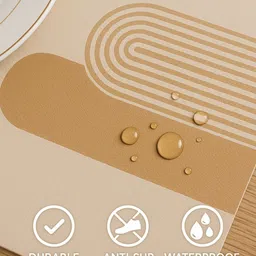 YELONA 6Pcs Beige & Brown Striped Waterproof Heat-Resistant Anti-Slip Table Placemats image 4