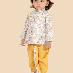 Ethniks Neu-Ron Boys Ethnic Motifs Printed Mandarin Collar Regular Kurta with Dhoti Pants image 2