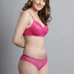 samvar Women Pink,Black Cotton Bra Panty Set for Lingerie Set Undergarments Pack of 2-picture-17