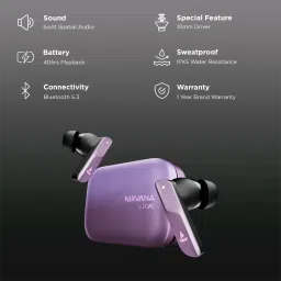 boAt Nirvana X TWS Earbuds with AI Noise Cancellation (IPX5 Water Resistant, Fast Charge, Smoky Amethyst) image 2