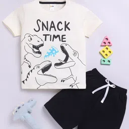 LITTLE NINJA Boys Printed Round Neck Pure Cotton T-shirt With Shorts-picture-18
