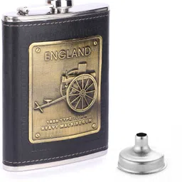 Urban Essentials Leather Wrapped Liquor Flasks or Wine Whiskey Alcohol Drinks Holder Pocket Bottle with Easy Refill Funnel Bar Set for Men Women Stainless Steel Hip Flask-image-52